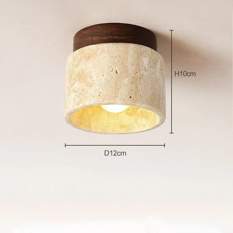New Stone Ceiling Light – Retro Yellow Cave-Inspired Fixture for Hallway or Balcony