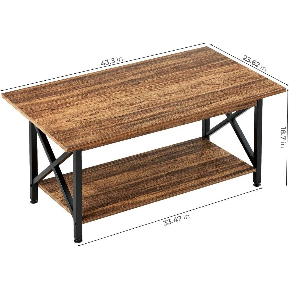 New Rectangle Coffee Wood Living Room Table Farmhouse Tea Table