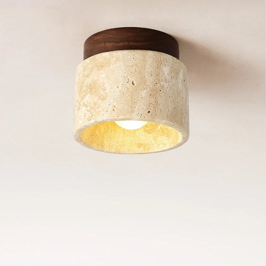 New Stone Ceiling Light – Retro Yellow Cave-Inspired Fixture for Hallway or Balcony