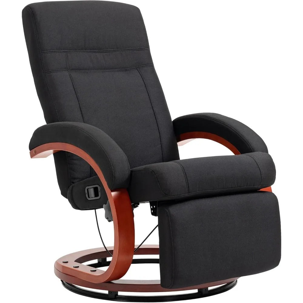 New Recliner Chair for Adults Adjustable Swivel Padded Arms and Wood Base Chair
